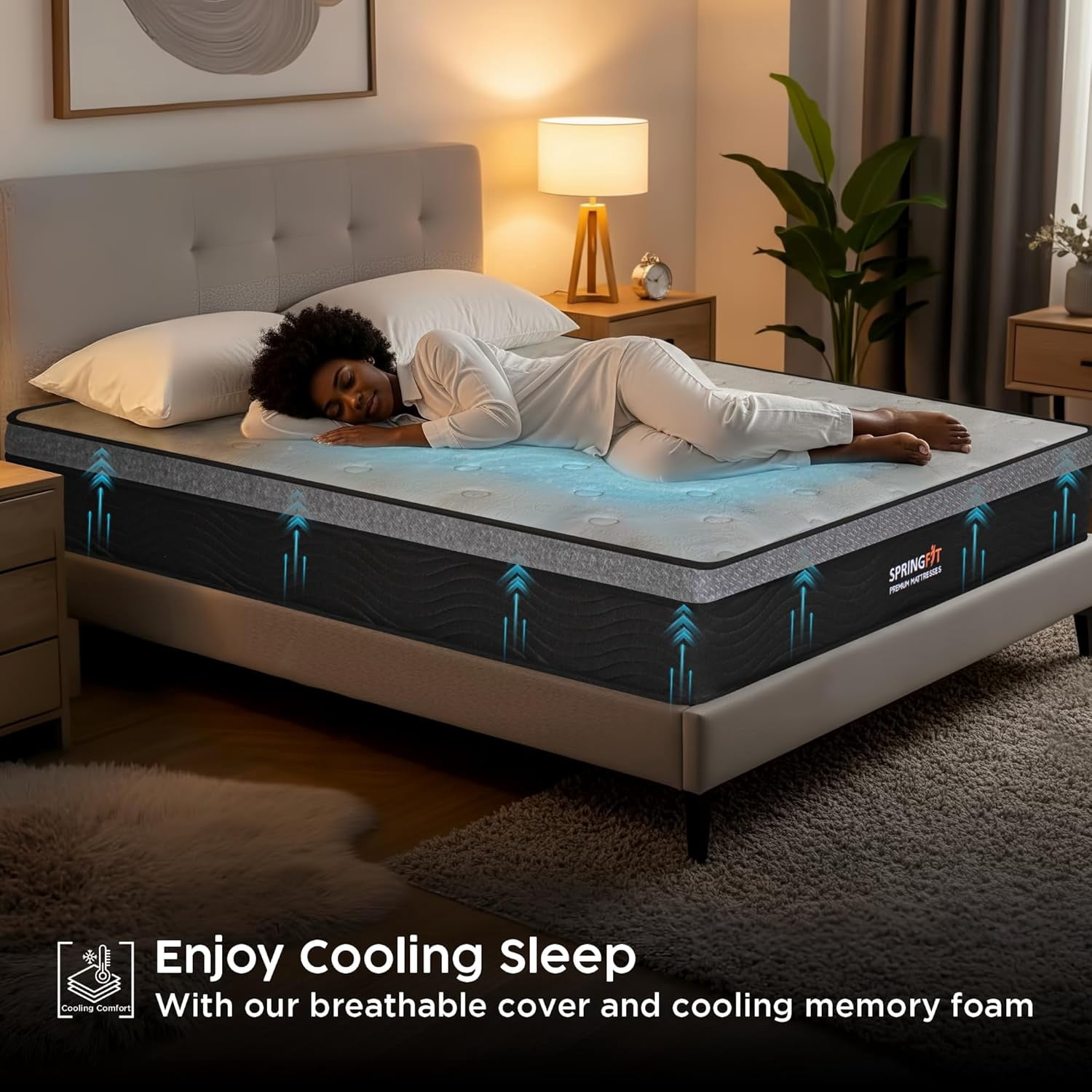 Springfit Hybrid King Mattress, 10 Inch King Size Mattresses in a Box with Helical™ Pocket Coil for Pressure Relief, No Box Spring Need for Spring Hybrid Colchones with CertiPUR-US Certified