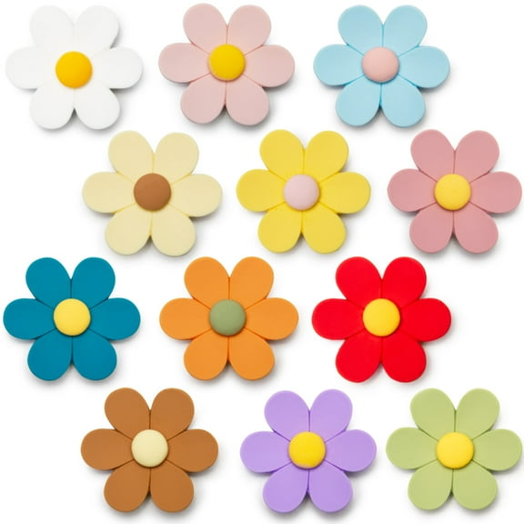 SUNURS 3D Flower Cute Fridge Magnets for Locker, Colorful Strong Decorative Funny Refrigerator Magnets for Whiteboard, Kitchen, and Office (12 Pieces)