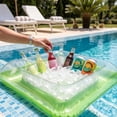 thumbnail image 4 of MMJ Pool Float Inflatable Cooler Bar Thickened PVC Floating Drink Snack Fruit Tray for Party Beach Lake 25.59x25.59in, 4 of 6