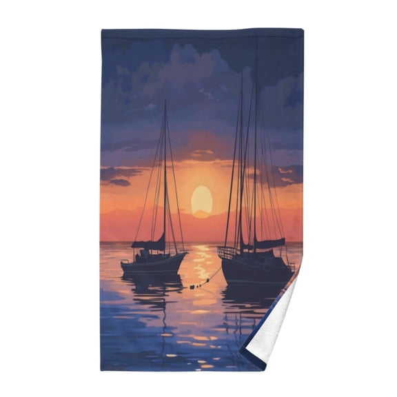 Pure Cotton Face Towel 16x28 Inches Hand Towel Bath Towel Hand Bath Towels Soft Good Water Absorption for Washing Face Wiping Face Two Boats