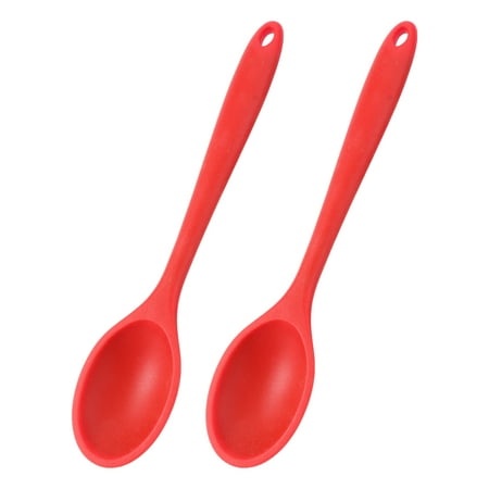 

2pcs Silicon Spoon Long Handle Food Serving Scoop Kitchen Utensil Creative Flatware Tableware for Home Restaurant (Random Color)