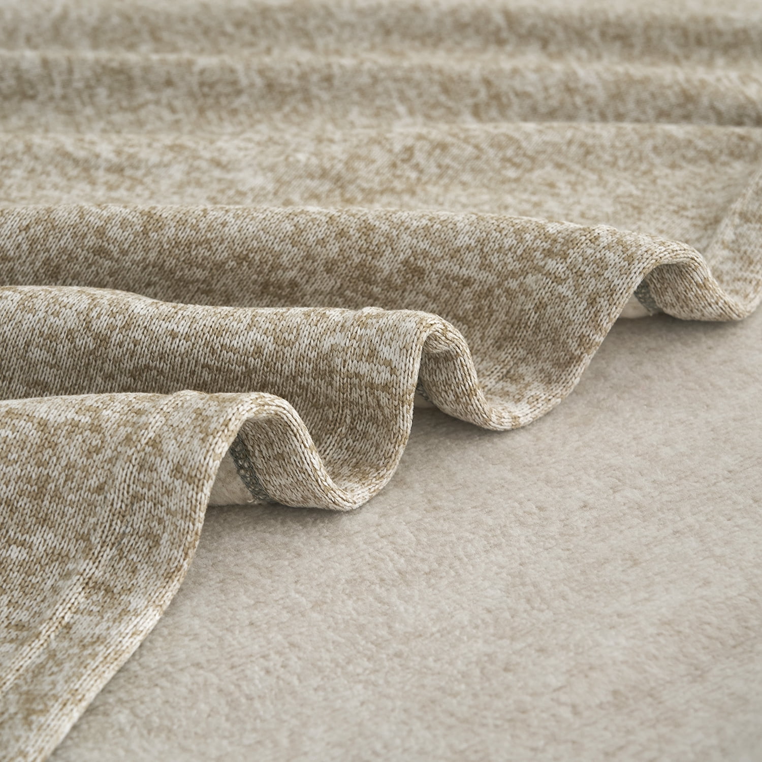 JML Knit Blanket King Size with 2 Shams Lightweight Fuzzy Jersey Blanket, 90"X108", Camel
