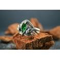 thumbnail image 3 of Roarsilver Ring Of Barahir-Mens Sterling Silver Emerald Ring-King Elessar Ring-Silver Green Emerald Stone Ring | 7.5, 3 of 5