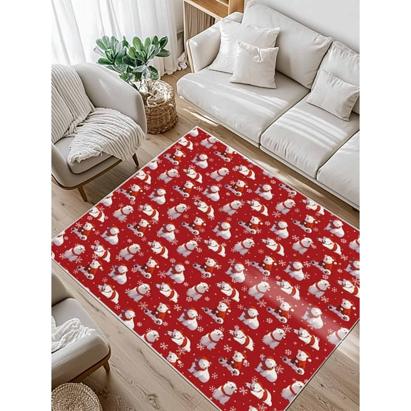 Polar Bear Area Rug for Bedroom 3x5 Ft Christmas Red Super Soft fuzzy Throw Rug Non-Slip Fluffy Plush Indoor Floor Carpet for Living Room Nursery Home Decor