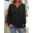 thumbnail image 2 of SHIBEVER Womens Long Sleeve Tops V Neck Dressy Blouses Loose Shirts solid color Casual Bat Sleeve fall clothes for women black, 2 of 4