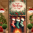 thumbnail image 5 of Decorative Stockings Christmas Banner Fireplace Christmas Tree Decorations Festive Design for Holiday Celebration Cozy Winter Decoration Indoor, 5 of 9