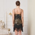 thumbnail image 7 of Women's 1920S Gatsby Dress V Neck Sequin Bead Fringed Hem Flapper Dress Gold M, 7 of 7