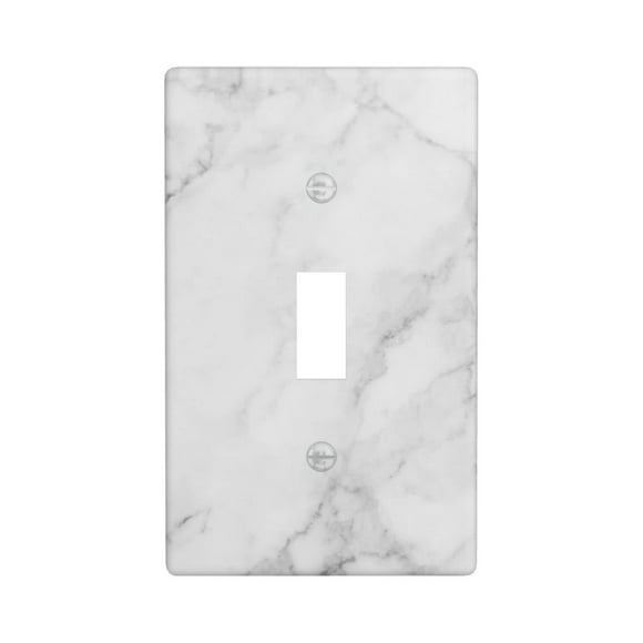 White Gray Marble Light Switch Plate Cover Single Toggle 1 Gang Decorative Wall Plates Lightswitch Electrical Outlet Faceplate for Bathroom Kitchen Bedroom Home Decor Accessories 4.5"" x 2.76""