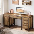 thumbnail image 7 of Tribesigns 65" Farmhouse Computer Desk with 5 Drawers, Wooden Home Office Desk with Cabinet, Large Study Writing Table for Working, Studying, Rustic Brown, 7 of 7
