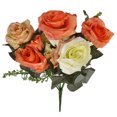 thumbnail image 1 of Moyic Ramo de rosas artificiales de 13 cabezas, simulación de estilo europeo, decoración para el hogar, banquete de boda, accesorios de Flores artificiales naranja amarillo 15 x 10 x 30 cm Moyic HA8463-01B, 1 of 6