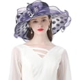 thumbnail image 4 of Fascinator Hats for Women, Women's Organza Church Derby Hat Hats Wide Brim Tea Party Hats Uv Protection Sun Hat, 4 of 5