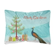 Carolines Treasures BB9292PW1216 Indian Peacock Peafowl Christmas Canvas Fabric Decorative Pillow, Teal, 12H x16W,