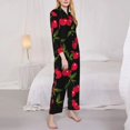 thumbnail image 3 of Balery Cherry Conjunto de Pijama con Estampado para Mujer, Conjunto de Dos Piezas con Manga Larga, Ropa de Dormir Suave con Bolsillos, Pijamas Cómodos-Large, 3 of 7