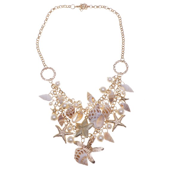 Seashell Sea Star Conch Necklace Pearl Jewelry Accessories for Women Girls Beach Sea