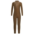 thumbnail image 3 of Kaerm Body de Danse pour Filles avec Strass Manches Longues Unitard Extensible Marron 8, 3 of 6