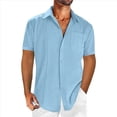 thumbnail image 1 of Camisas de Corta con Botones para Hombre, Camisas Casuales de Moda para Playa y Verano. Azul S, 1 of 3