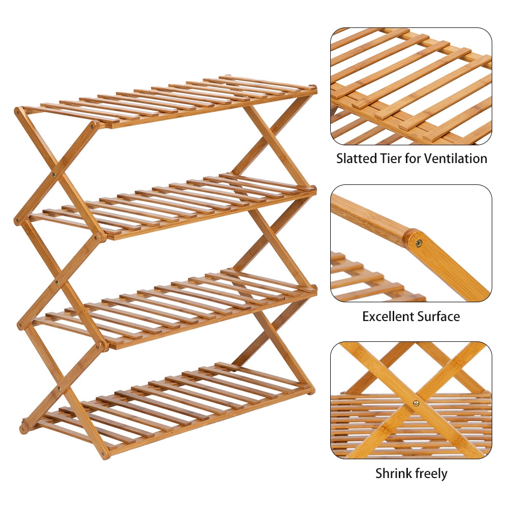 Kepooman 4-layer Foldable Flower Shelf/Plant Shelf/Wood Shelf, Multi-purpose Storage Shelf/Book Shelf, Garden Yard Terrace Balcony Bedroom, Natural Kepooman 4-layer Foldable Flower Shelf/Plant Shelf/Wood Shelf, Multi-purpose Storage Shelf/Book Shelf, Garden Yard Terrace Balcony Bedroom, Natural