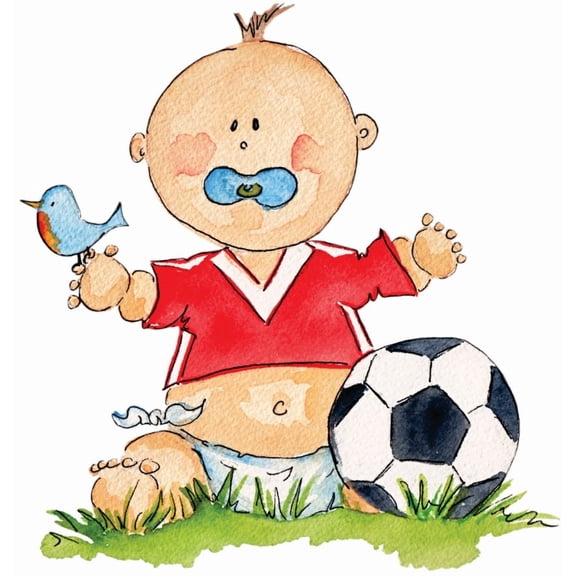 Baby Soccer Sports Pacifier Watercolor Picture Art Mural Custom Wall Decal Vinyl Sticker 10 Inches X 12 Inches