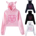 thumbnail image 2 of Sudadera con capucha con estampado de cerdo rosa para mujer, suéter de lana Kawaii, ropa de calle informal Harajuku con orejas de gato, Otoño e Invierno, 2 of 4