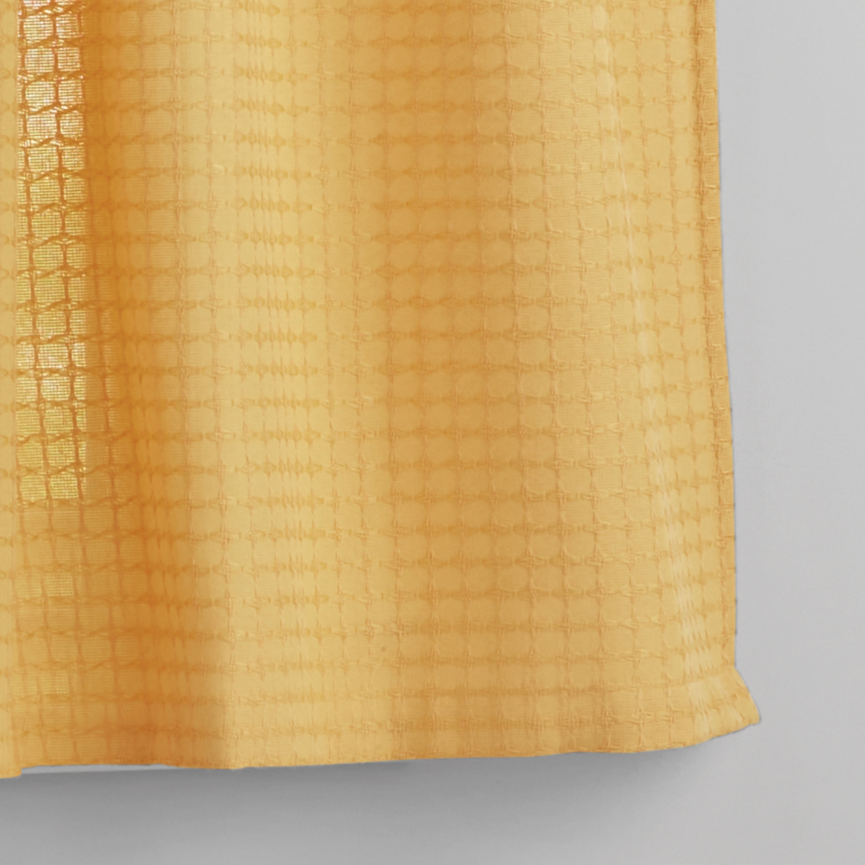 Mainstays Waffle Weave Tiers and Valance Set, 3 Pieces, Golden Curry, 56 in W x 36 in L
