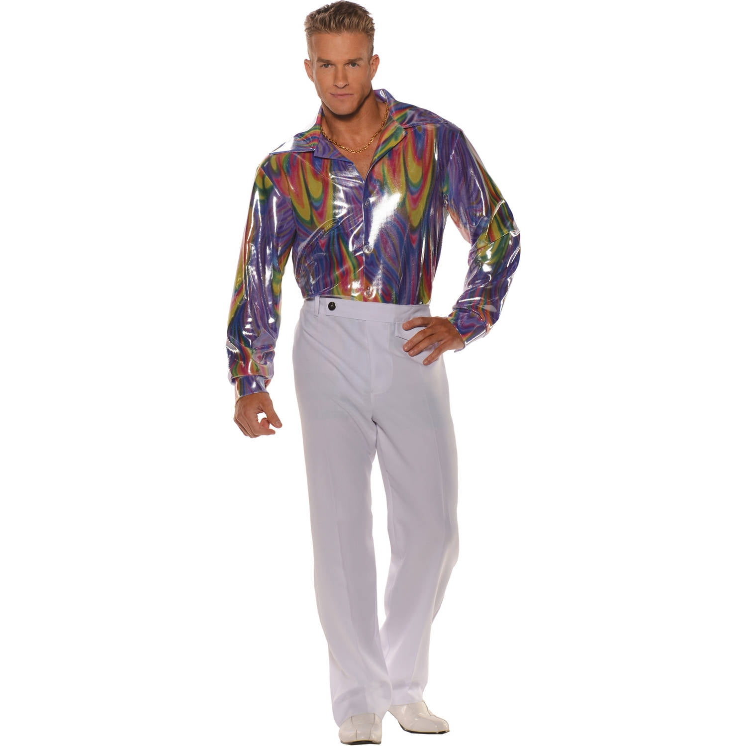 Underwraps Groovey Disco Shirt Men's Halloween Fancy-Dress Costume for ...