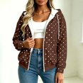 thumbnail image 4 of Lutiedan Womens Oversized Zip Up Polka Dot Hoodies Long Sleeve Hooded Sweatshirts Casual Fleece Lined Sweatshirts S-XXL, 4 of 8