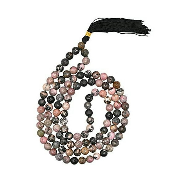 Rhodonite with black matrix Mala Beads 108 Buddhist Prayer Beads Japamala