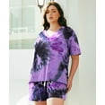 thumbnail image 3 of CASSIE LIZ Plus Size Womens Two Piece Sets 4X V Neck Tie Dye Short Sleeve Top and Shorts Sets Casual Lounge Set with Pocket Workout Daily Wear Vacation Outfit 4XL 24W 26W, 3 of 7