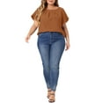 thumbnail image 2 of NOMADIC NOOK Women's Plus Size Work Pleated Short Sleeve Round Neck Tulip Sleeves Blouses, 2 of 5