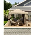 thumbnail image 2 of 10 x 10 Ft Outdoor Patio Gazebo, Double Roof Pop Up Gazebo with Netting and Shade Curtains Waterproof Sunshade for Backyard, Deck, Garden (Khaki), 2 of 7