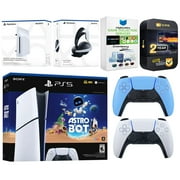 Sony PlayStation 5 Slim Digital Astro Bot Bundle with Disc Drive, Extra Controller, MightySkins Voucher and 2 Year Extended Warranty - Starlight Blue