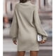 thumbnail image 3 of Mini Sweater Dress Pure Color Bodycon Sweater Dress Lantern Sleeves Fashion Soft for Winter for Girls ANGGREK Otros, 3 of 6