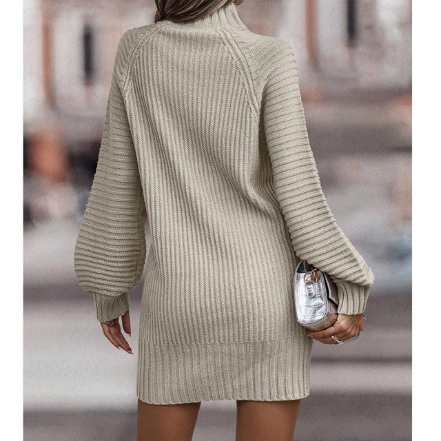 Ribbed Bodycon Sweater Dress, Casual Soft Ribbed Long Sleeve Bodycon Fashion For Female For Dating