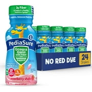 PediaSure Grow & Gain with Fiber & Immune Support, Strawberry, 8-fl-oz Bottle, Pack of 24