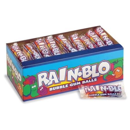 Rain-Blo Bubble Gum, Assorted, 0.53 Ounce Bag, Pack of 48