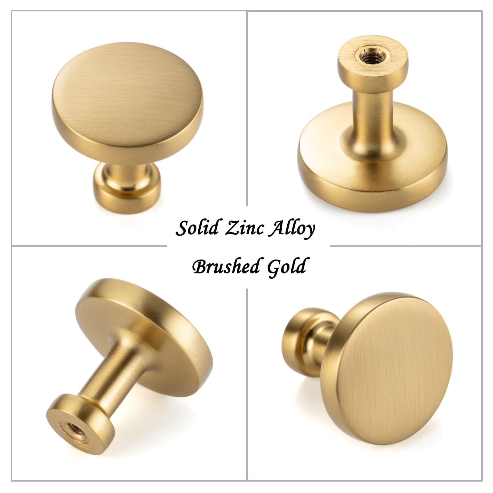 10 Pack 1-1/4 Inch Antique Brass Cabinet Knobs Vintage Brass Drawer Knobs Round Brass Cabinet Pulls, ZK2302 Kitchen Hardware for Cabinets Drawers Bedroom Dresser Cupboard Bathroom Vanity Closet