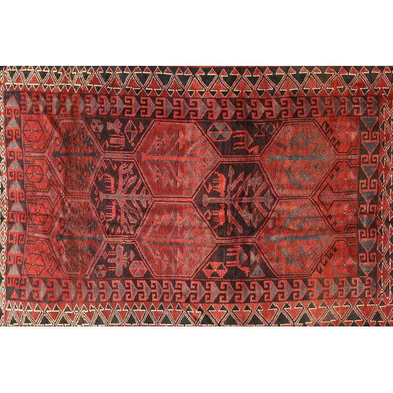 Ahgly Company Machine Washable Indoor Rectangle Traditional Red Area Rugs, 5' x 8'