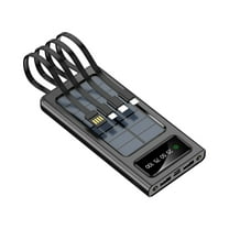 JTNeq Solar Power Bank with Integrated Cable, 20000mAh Capacity, and LED Light for Camping and Travel