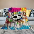 thumbnail image 2 of COMIO Soccer Blanket for Boys Girls Kids, Soccer Gifts for Boys Girls, Soft Soccer Team Blanket Gifts, 2 of 6
