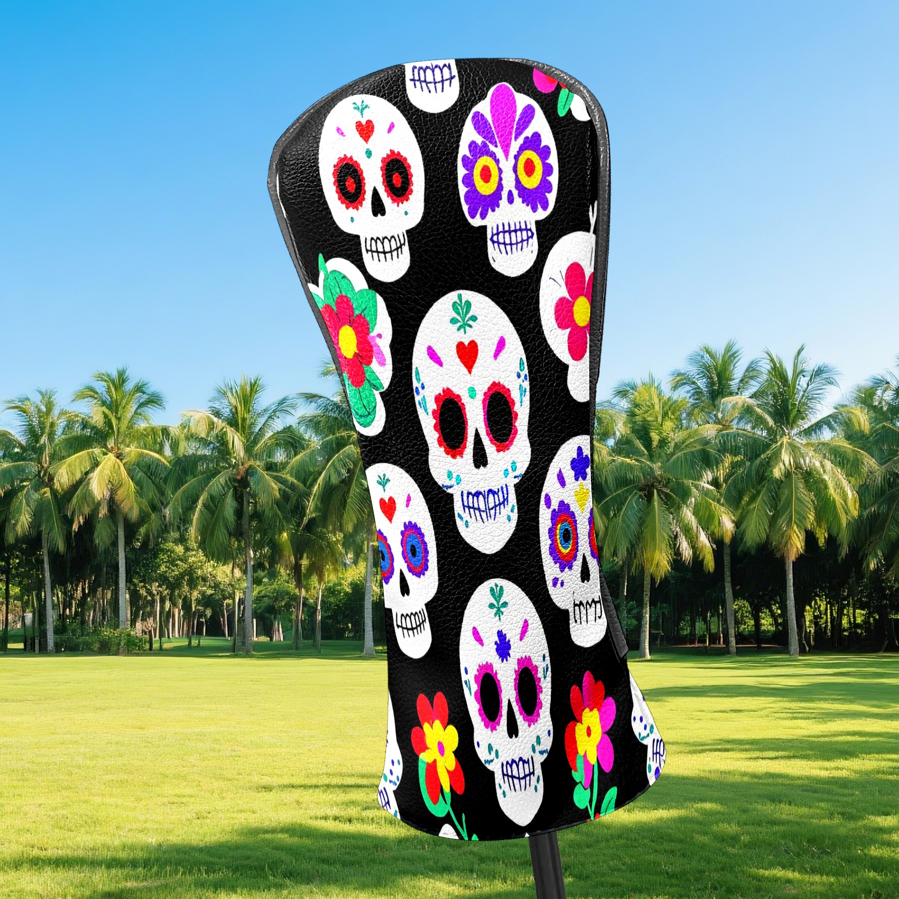 Golf Club Covers, Skeleton Premium PU Leather Driver Hybrid Putter Head Covers with Velvet Lining, Waterproof Golf Gifts for Men Women