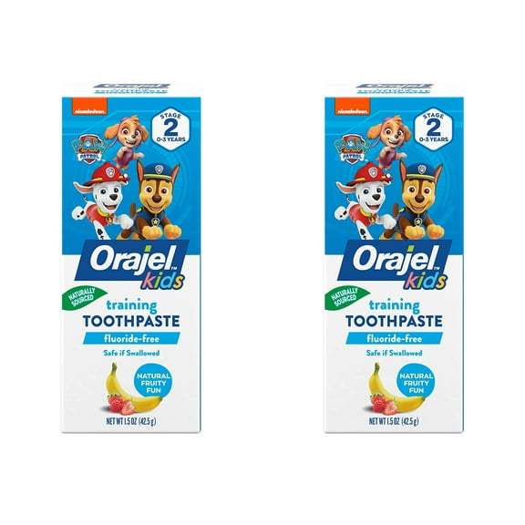 2 Pk Orajel Toddler Training Toothpaste Paw Patrol Tooty Fruity Flavor 1.50oz Ea