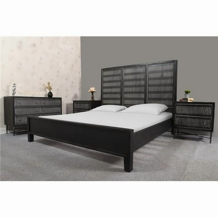 Sarah Queen Sized Mango Solid Wood Bed with Antique Brown Finish