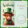 thumbnail image 2 of Green Theme St. Patrick's Day Banner Clover Pattern Festival Display Cow Character Green Bow Tie Clover Backdrop for St. Patrick's Day Party Festival Welcome Event, 2 of 9
