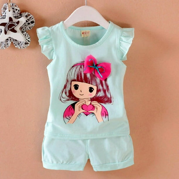 Conjunto de ropa de bebe nino verano ninos nina trajes algodon lindo dibujos animados sin mangas Top chalecos pantalon corto conjuntos de ropa 0 4 anos 110 4T Gao Jinjia LED