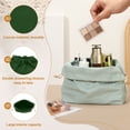 thumbnail image 3 of Uxcell 2 Pcs Bolsa de Maquillaje con Cordón, Bolsa Cosmética de Lona de 7.3" para Mujeres, Organizador de Artículos de Tocador para Viajes, Accesorios de Tocador, Verde Oscuro, 3 of 7
