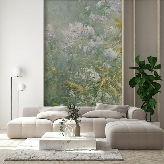 Idea4wall 2pcs Impressionist Garden Soft and Dreamy Floral Field Wall Murals, Removable Self-Adhesive Stick Wallpaper Large Wall Stickers for Home Decorative, 48"x108"