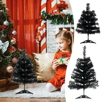 Vikakiooze Halloween Black Artificial Christmas Tree, Snow Flocked Christmas Tree Hinged Artificial Pines Tree, Branch Tips Easy to Instal, Mini Christmas Tree Christmas Decorations