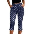 thumbnail image 2 of Hueook 3x Capris For Women Woman Fashion Slit Elastic Waist Button Zipper Pocket Sports Cropped Yoga Pants Navy M, 2 of 6