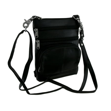 5 Pocket Leather Biker Belt Hip Bag with Elastic Leg & Removable Shoulder