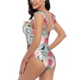 thumbnail image 5 of Yiaed Roses and Butterflies Print Women's Ruffled One Piece Swimsuit V Neck Swimwear Slimming Monokini for Woman-X-Large, 5 of 8